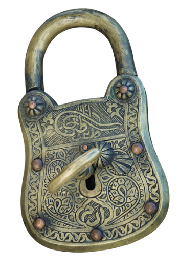 Gray Padlock With Key