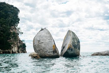 gray rock cut in half
