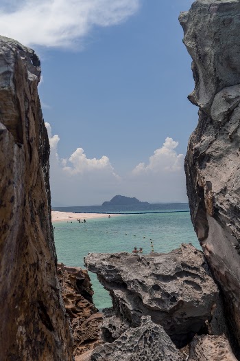 Gray Rock Formations by the Sea