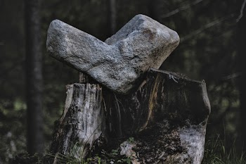 Gray Rock on Black and Gray Wood