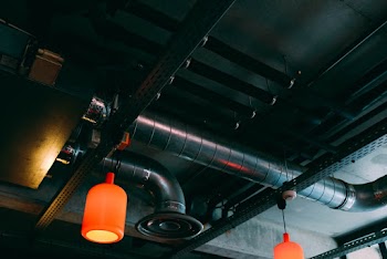 Gray Rod and Pendant Lamps on Ceiling