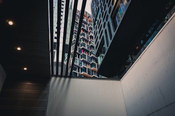 Gray Room Under High Rise Buildings