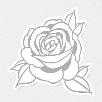 Gray rose sticker outline overlay with a white border | Free  illustration - 2357125