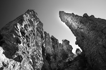 Gray Scale Image of Stone Tower