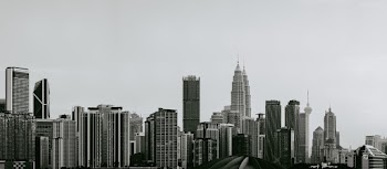 Gray scale Photo of High-rise Buildings