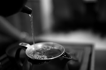 Gray Scale Photo Teapot and Tea Glass