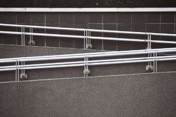Gray Stainless Steel Stairway Hand Rails
