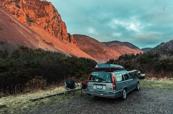 Gray Suv Near Field Viewing Mountain
