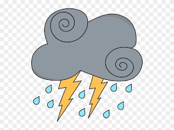 Gray Swirly Cloud With Lightning And Rain - Rain Clipart