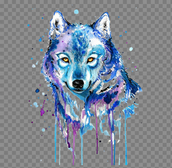Gray Tattoo Abstract Watercolor Wolf Painting Drawing