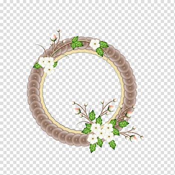 Gray, white, and green floral wreath , frame Post-it note Computer file, Round frame transparent background PNG clipart