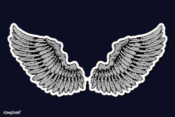 Gray wings sticker overlay with a white border design resource | Free  illustration - 2357136