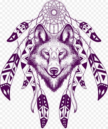 Gray wolf Dreamcatcher T-shirt Poster Illustration - Vector painted Dreamcatcher 