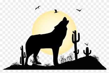 Gray Wolf Landscape Silhouette Illustration - Comfort House Southwest Theme Address Plaque