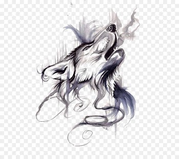 Gray wolf Tattoo ink Flash Drawing - Wolf 