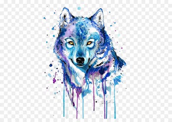 Gray wolf Tattoo Watercolor painting Drawing - Abstract wolf 