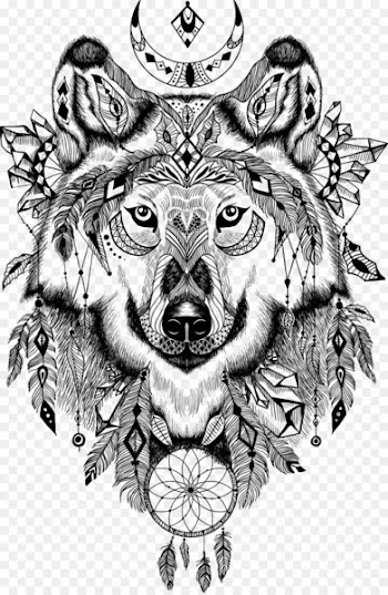Gray wolf Wall decal Aztec Illustration - Vector Black Wolf Totem 