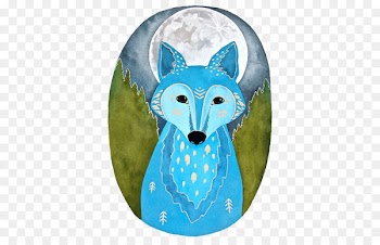 Gray wolf Watercolor painting Fox Illustration - Blue Fox 