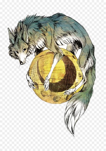 Gray wolf Whiskers Illustration - Vector wolf and month 