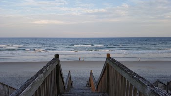 Gray Wooden Stairs Near Seashore With Waves