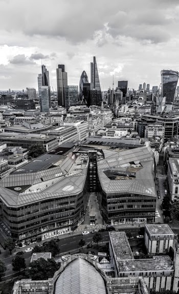Grayscale Aerial City Skyline Photography
