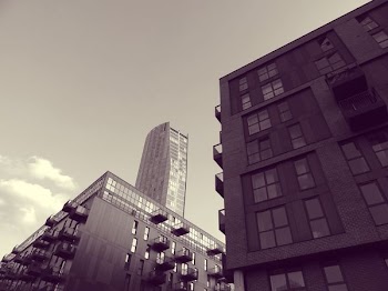 Grayscale and Low Angle Photography of High-rise Building Structures