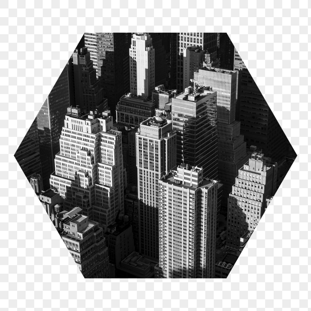 Grayscale buildings png badge sticker, | Free PNG - rawpixel