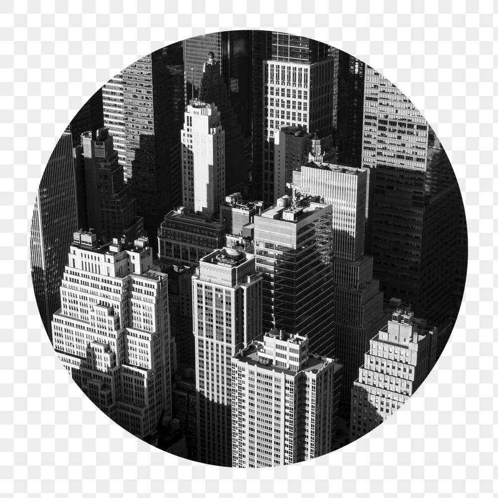 Grayscale buildings png badge sticker, | Free PNG - rawpixel