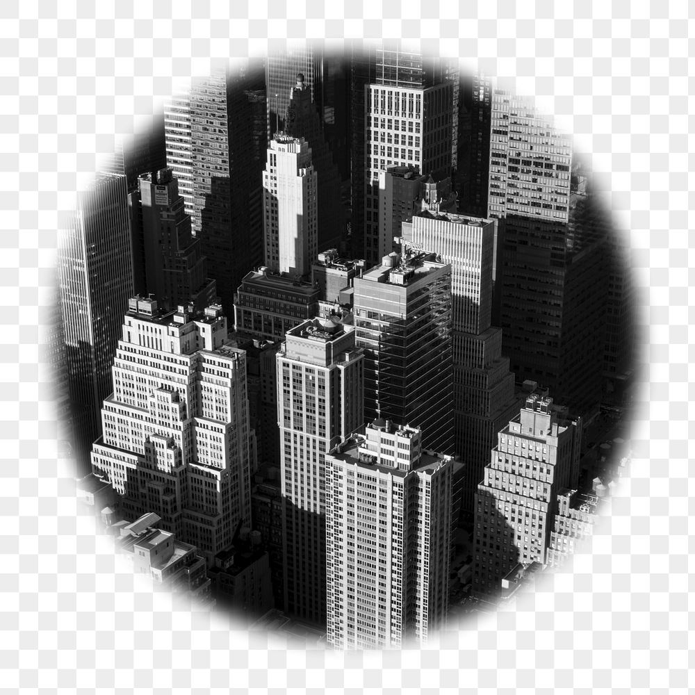 Grayscale buildings png badge sticker, | Free PNG - rawpixel