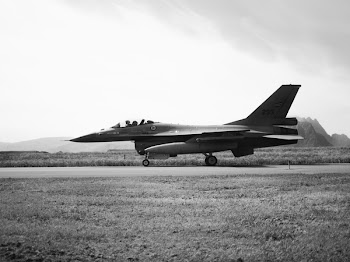 Grayscale Fighter Jet About to Take Off