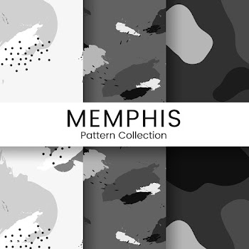 Grayscale Memphis pattern design vector | Free stock vector - 535677