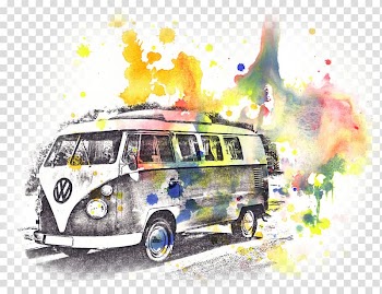 Grayscale of Volkswagen T1 van, Volkswagen Beetle Volkswagen Type 2 Car Van, bus transparent background PNG clipart