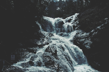 Grayscale of Waterfalls