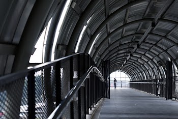 Grayscale Photo of a Overpass
