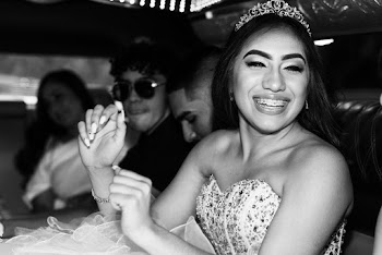 Grayscale Photo of a People in a Limousine