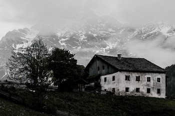 Grayscale Photo Of Barn