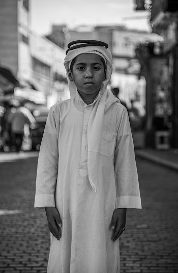 Grayscale Photo of Boy in Kurta Dress