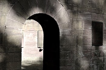 Grayscale Photo of Concrete Pathway