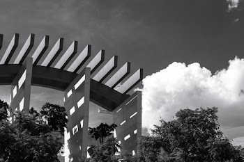 Grayscale Photo of Garden Gazebo