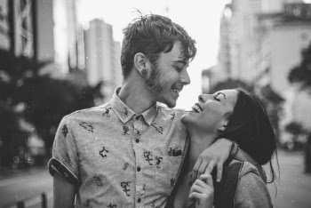 Grayscale Photo of Happy Couple