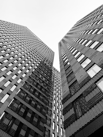 Grayscale Photo of High-rise Building
