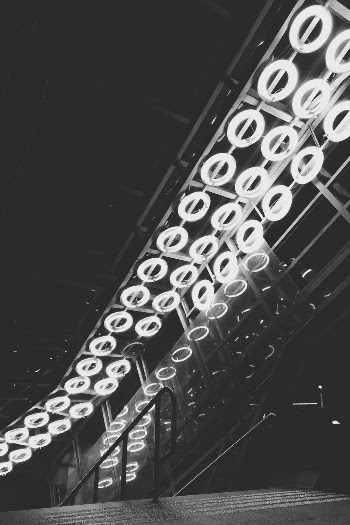 Grayscale Photo of Led Lights