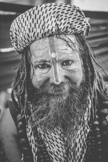 grayscale photo of man