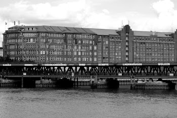 Grayscale Photo of Mid Rise Building Near Body of Water at Daytime