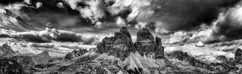 grayscale photo of mountain