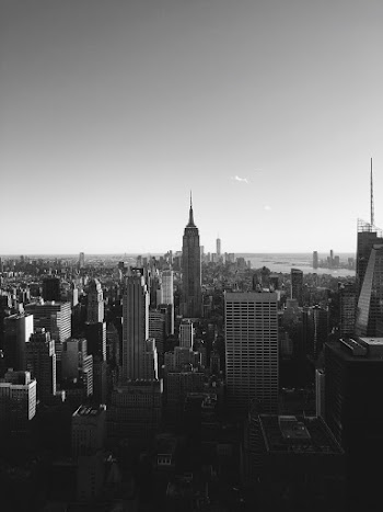 Grayscale Photo of New York City Cityscape