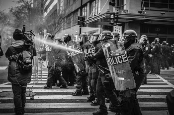 Grayscale photo of police riot | Free Photo - rawpixel
