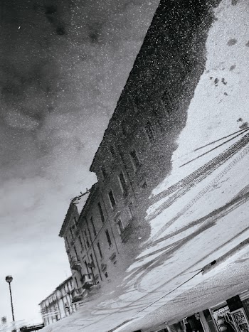Grayscale Photo Of Reflection Of Building
