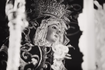 Grayscale Photo of Religious Figurine