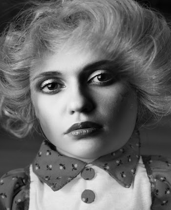 Grayscale Photo of Woman in Collared Shirt in Close Up Shots
